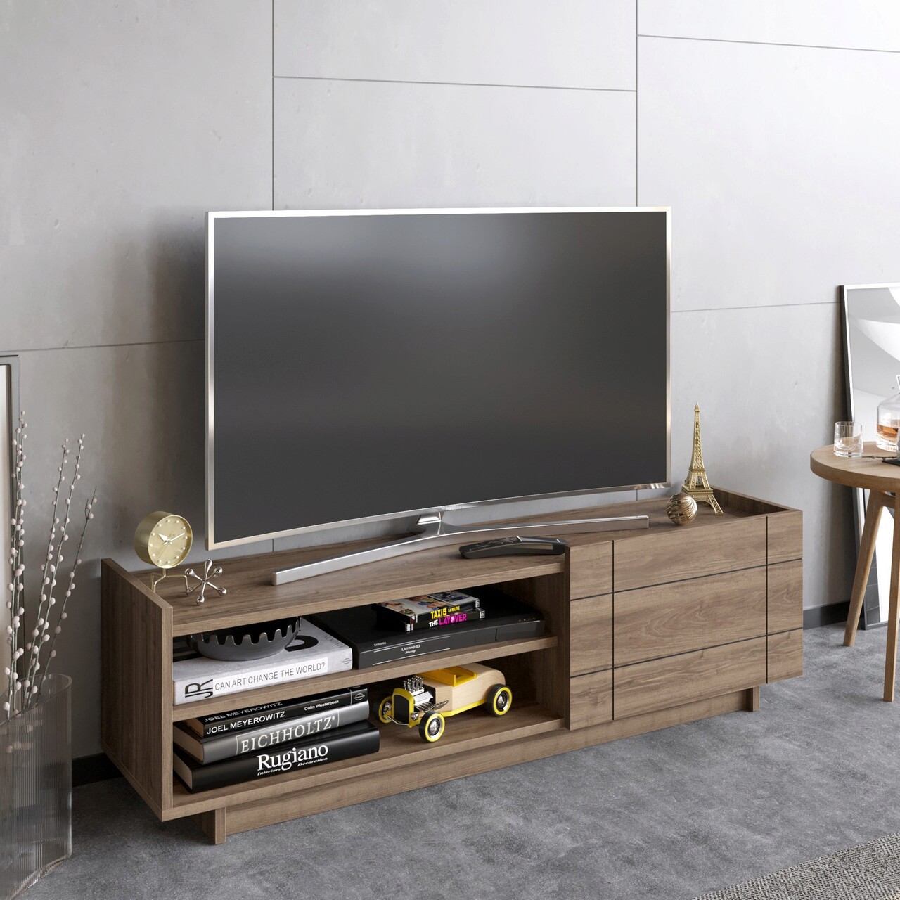 Comoda TV, Hanah Home, Valantina, 140x41.4x37.1 cm, Maro - imagine 6